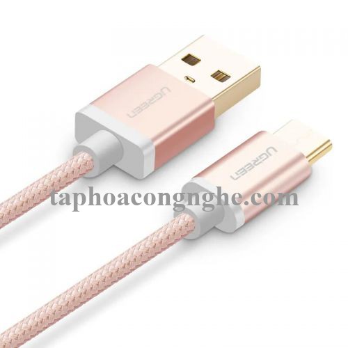 Ugreen 20869 3M màu Hồng Dây USB 2.0 sang Type-C đầu nhôm dây bọc vinyl US174 30020869